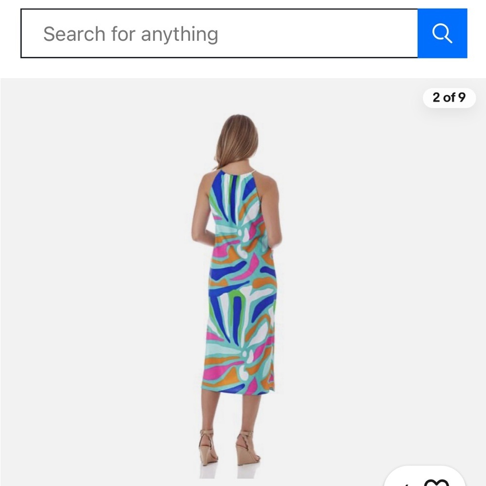 Jude Connally Anya Abstract Aqua Midi Dress XS Pink Blue Orange Beach - Picture 7 of 9